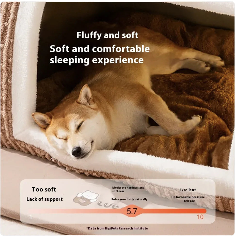 Cozy Bear-Shaped Enclosed Pet Bed for Small Dogs - PetSelect.Shop