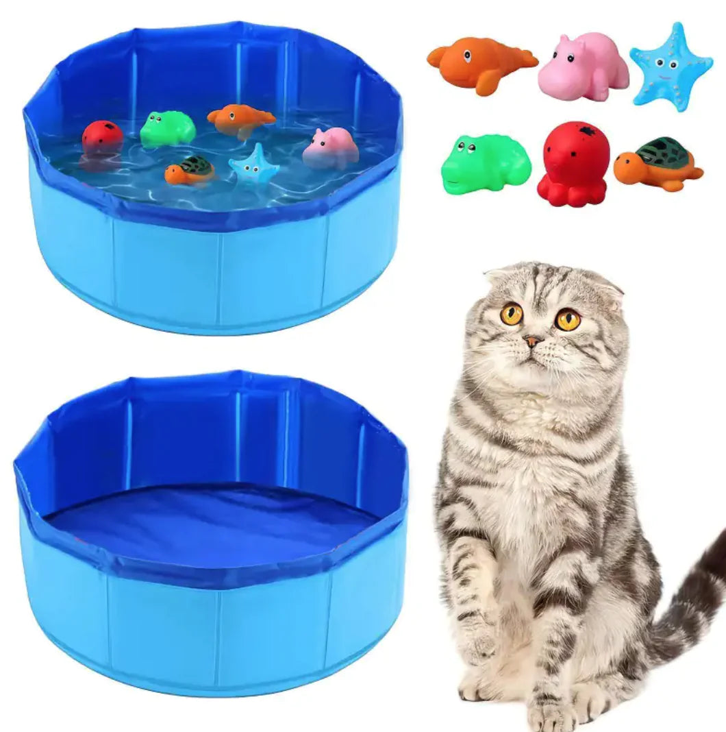 Foldable Pet Pool with Vinyl Toys - PetSelect.Shop