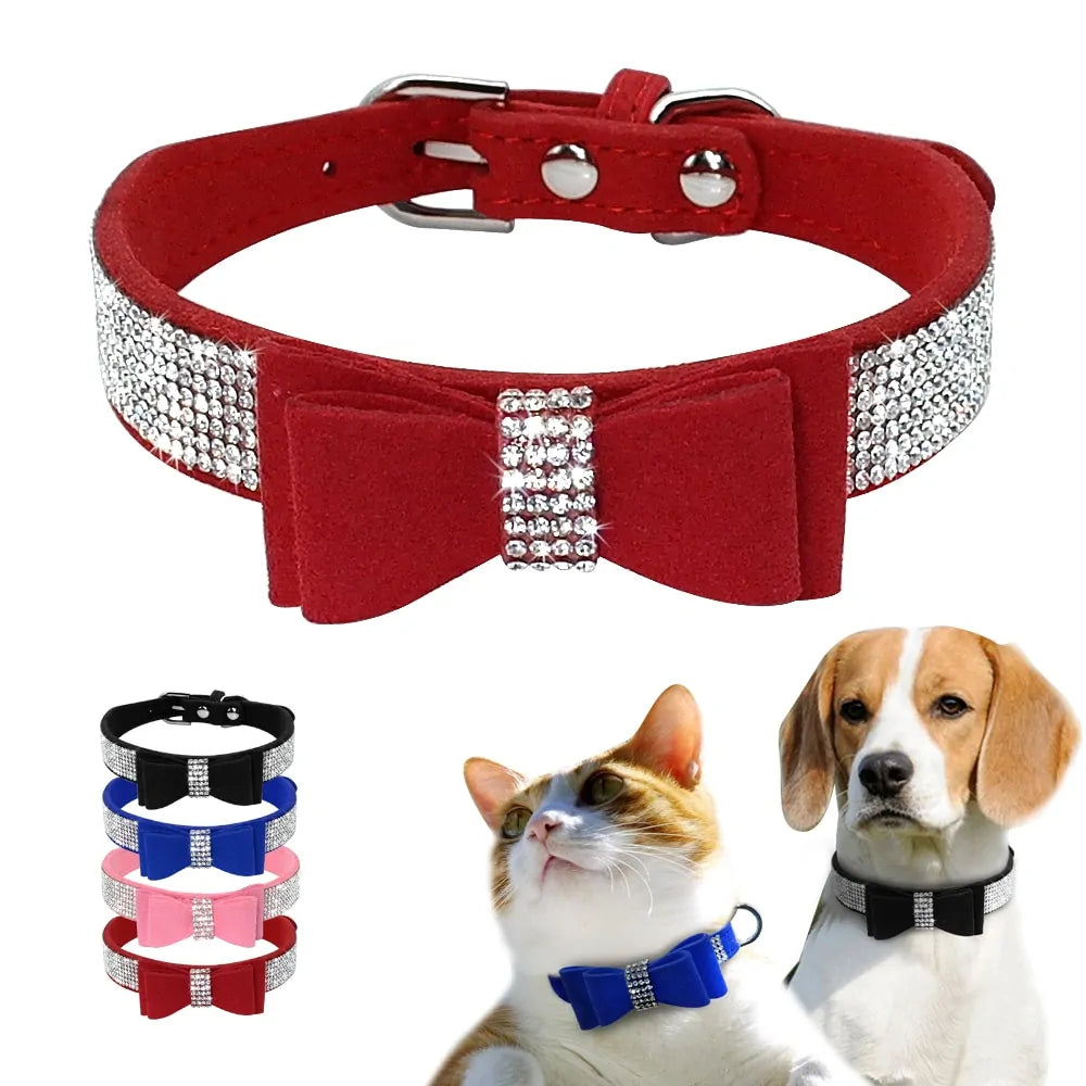 Puppy Cat Collars Adjustable Leather Bowknot - PetSelect.Shop