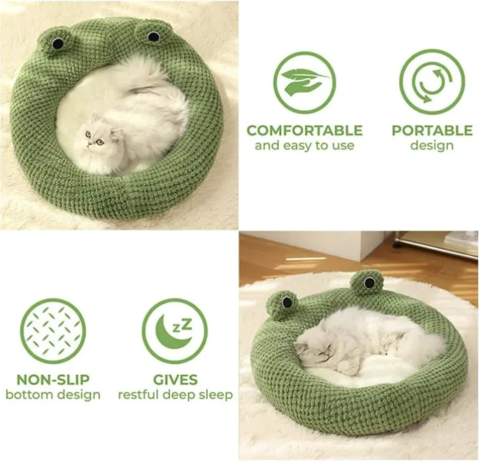 Cartoon Frog-Shaped Pet Bed - PetSelect.Shop