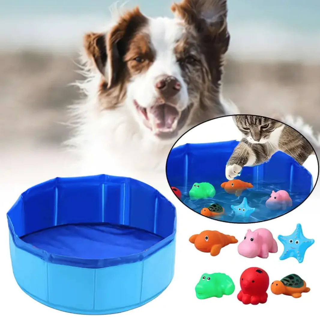 Foldable Pet Pool with Vinyl Toys - PetSelect.Shop