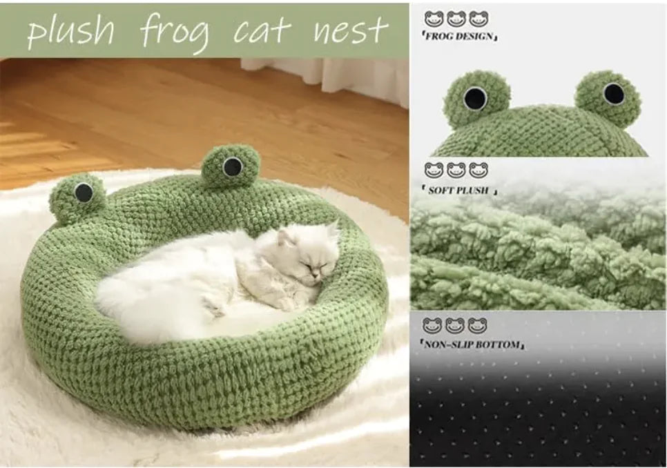 Cartoon Frog-Shaped Pet Bed - PetSelect.Shop